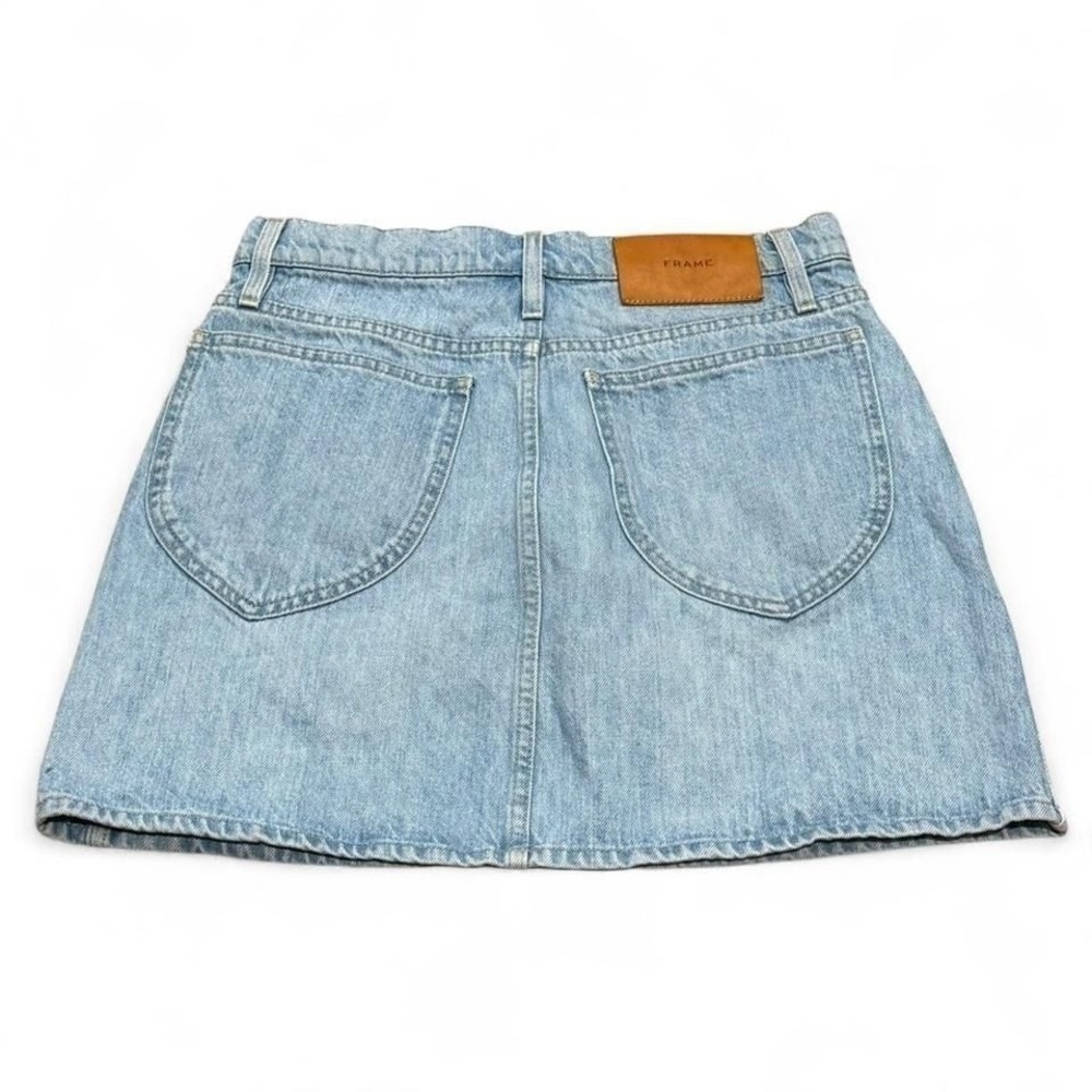 FRAME Le Italien Denim Mini Skirt Size 26 | Light Wash High Rise Raw Hem